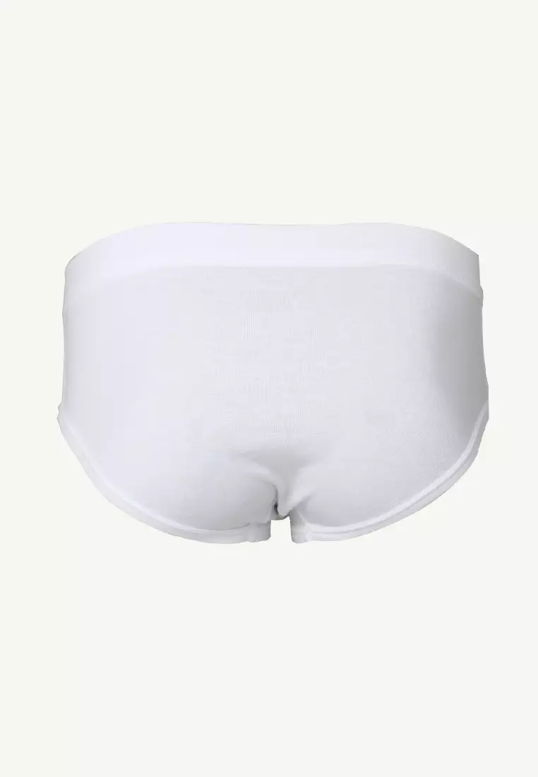 Premium Ribbed Comforter Men's  Briefs w/ Fly Opening w/ Lycra Waistband White (3in1Pack)