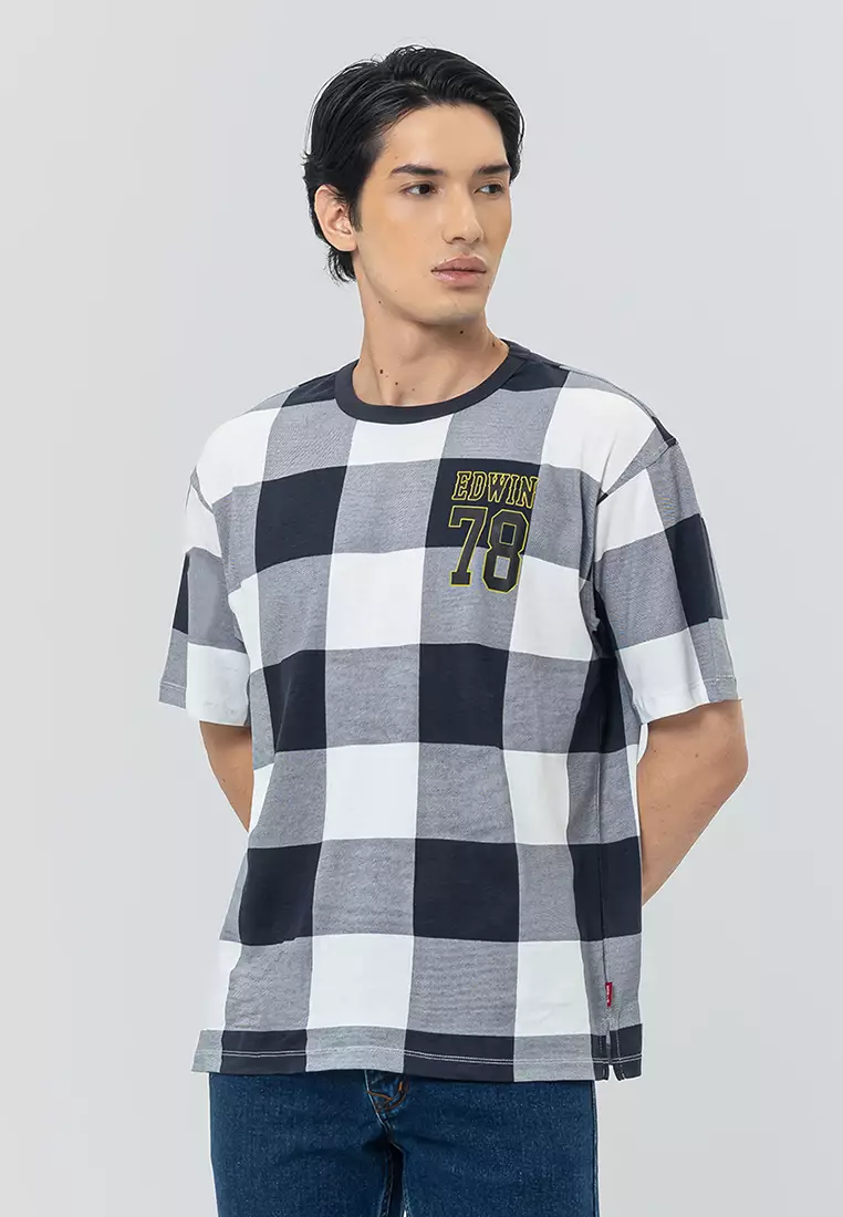 MIKE NAVY WHITE Kaos Pria Lengan Pendek SS - Top Man Graphic Tee