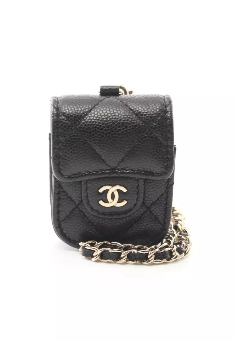 Buy Chanel Pre-loved CHANELCase Matelasse AirPods Earphone Case Caviar Skin  Black Gold Hardware Online