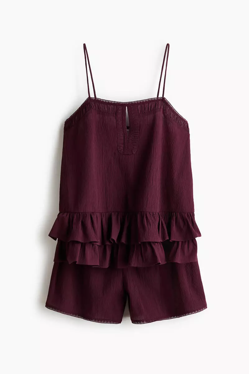 Lace-trimmed cotton pyjamas