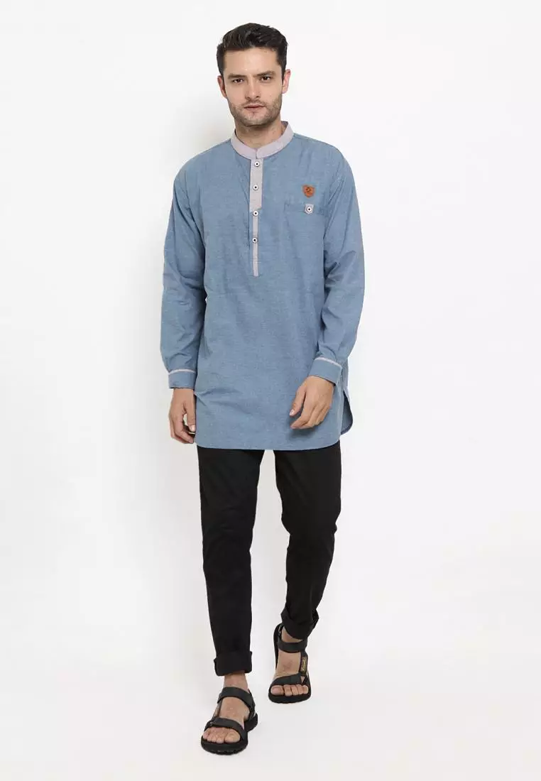 Zayidan Baju Koko Gamis Muslim Pria Rifai - Biru
