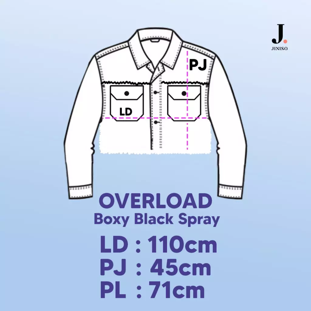 Jaket Crop Jeans Oversize Boxy Black Spray