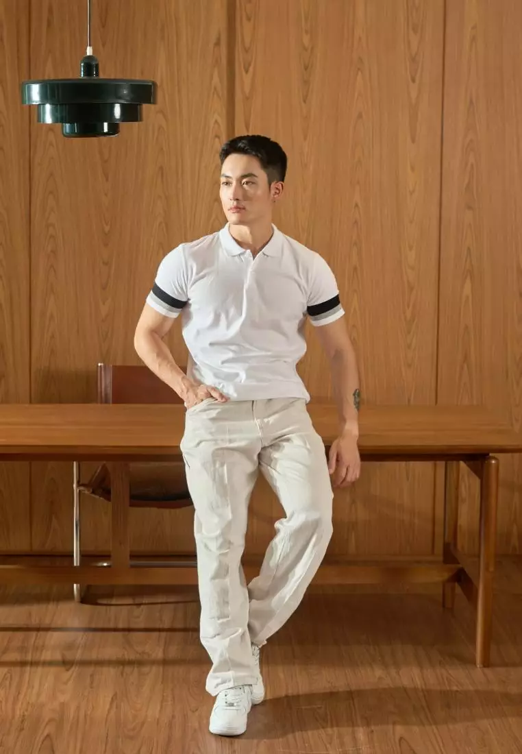 Kale Dion White / Polo Shirt  Pria / Kaos Kerah Casual