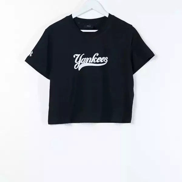 Kaos MLB YANKEES SIGNATURE WHITE BLACK CROP 100% ORIGINAL