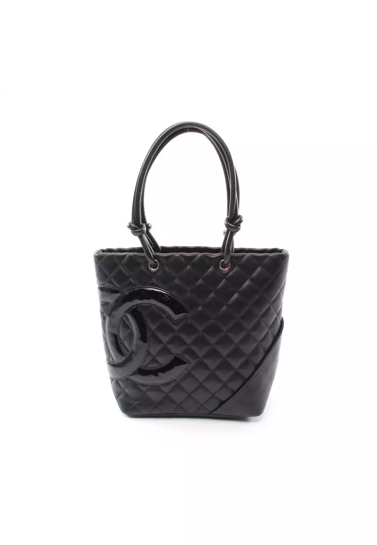 網上選購Chanel Pre-loved CHANEL cambon line Medium Handbag leather Patent  leather black 2023 系列