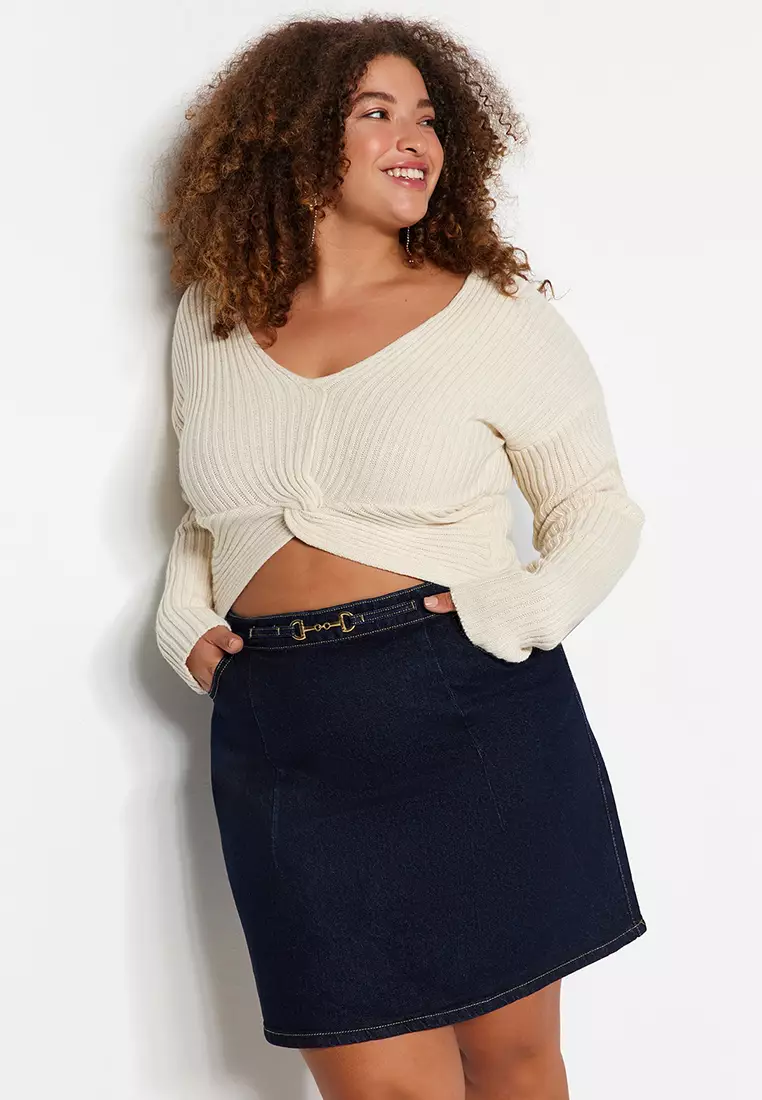 Buy Trendyol Plus Size Plain Mini Skirt 2024 Online ZALORA Singapore