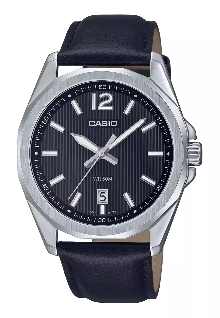 Casio Leather Dress Watch MTP E725L 1A