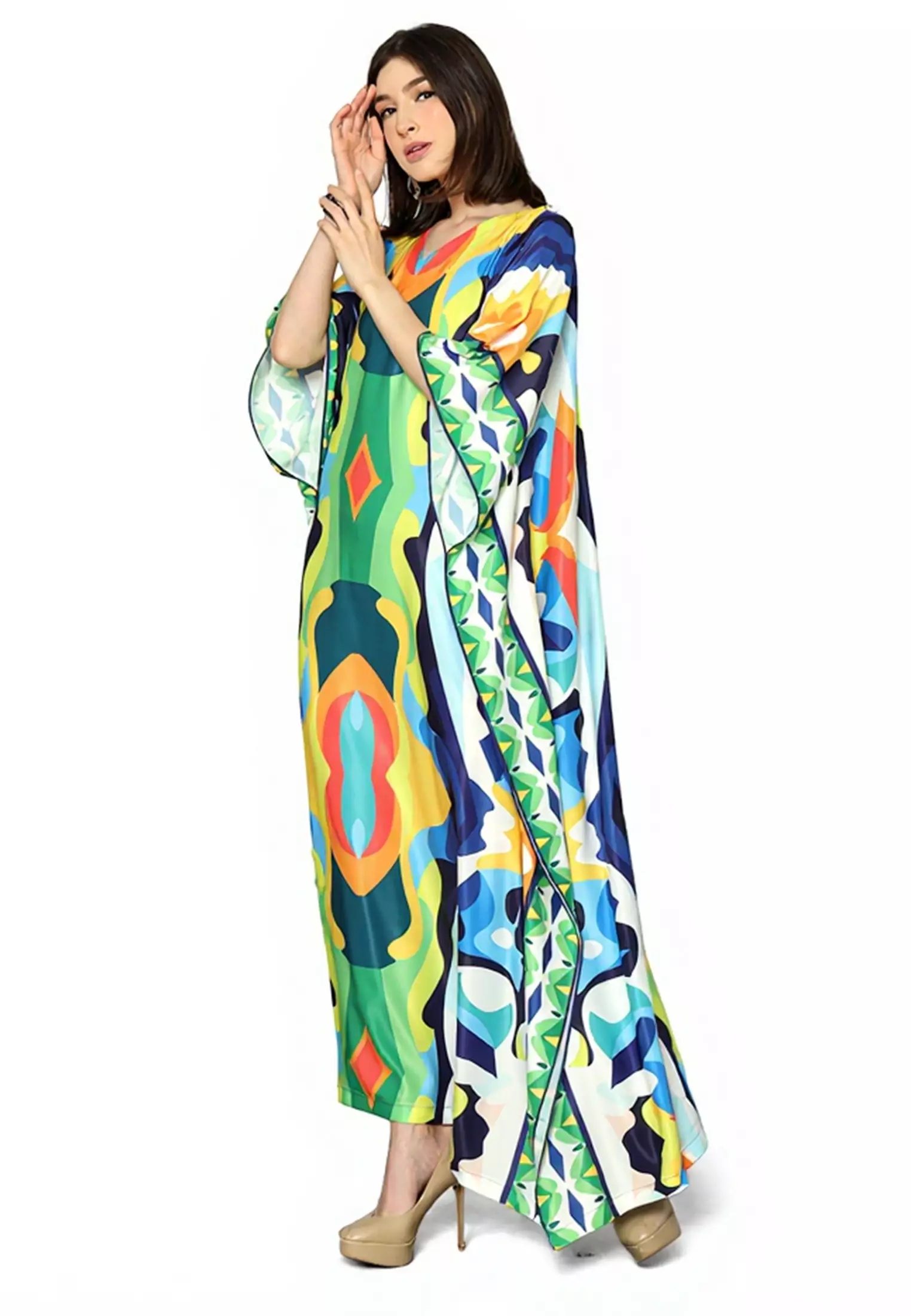 Kanzi Collection Short Sleeve Modern Abstact Kaftan