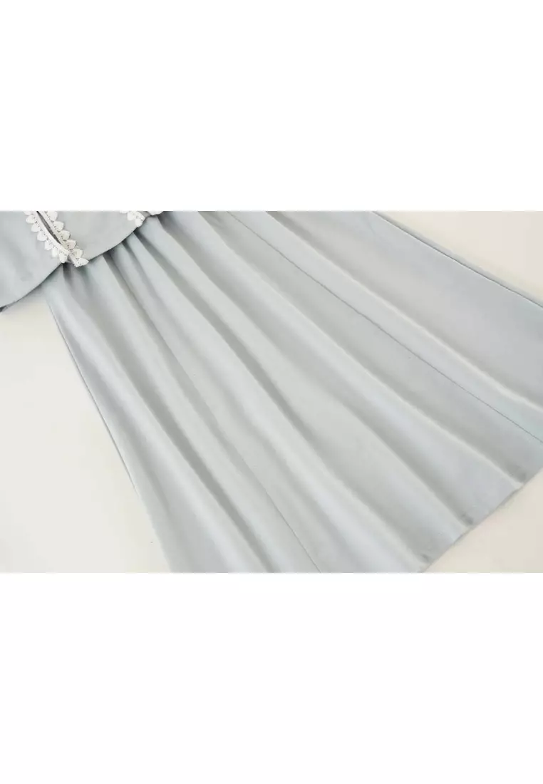 活力智慧藍色親子裝女嬰兒兒童唐裝漢服上衣與裙子套裝0842