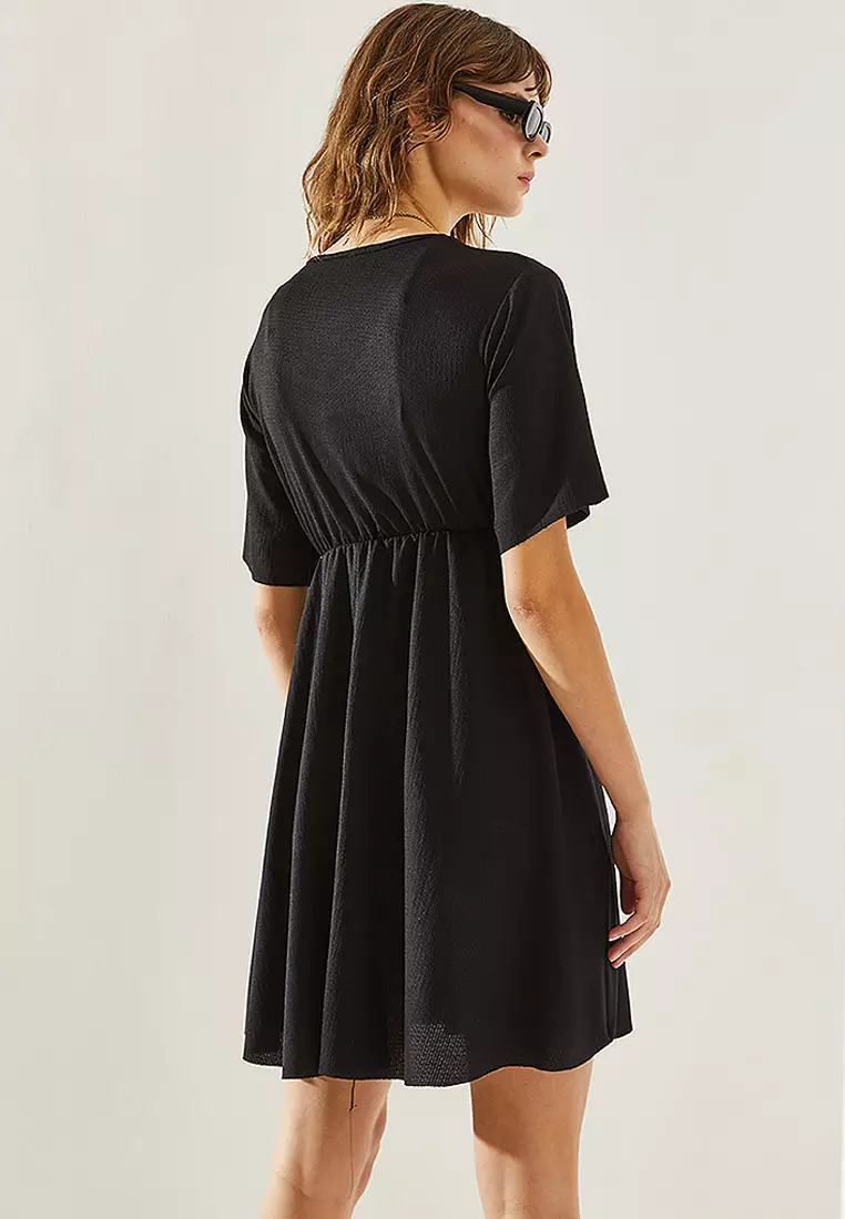 Elastic Waist V-Neck Dress