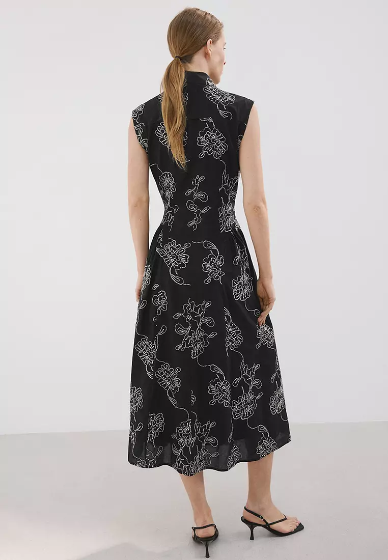 Embroidered Floral Shirt Dress