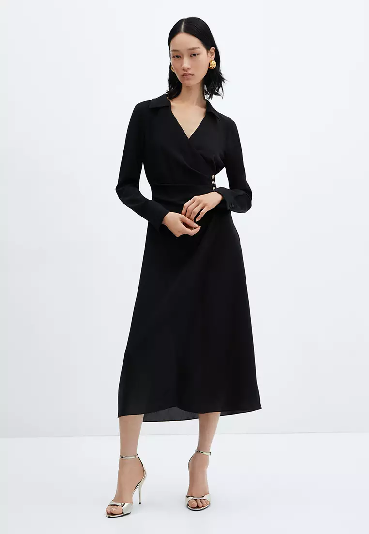 Monki buttoned wrap dress online