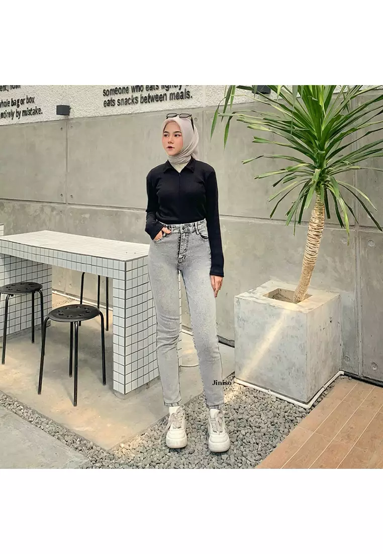 Highwaist Boyfriend Stretch Jeans 205 RISE UP