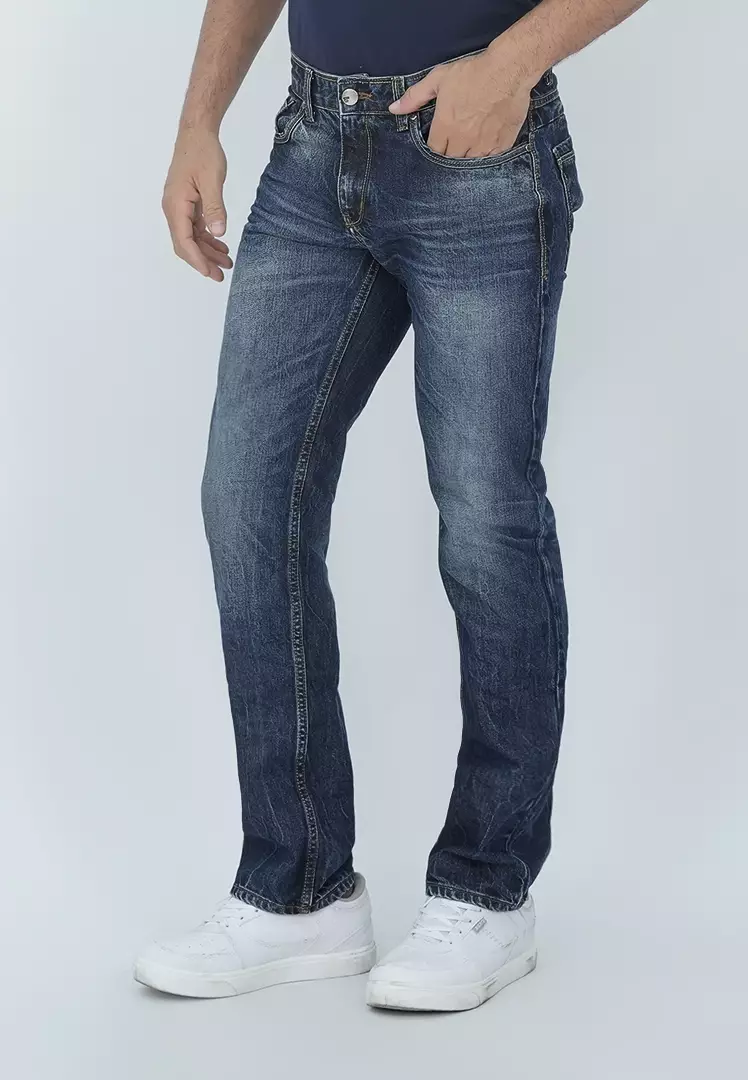 LGS - Celana Panjang Denim - Jeans - Perfect  Slim Straight Fit - Washed - Whisker - Biru - JPF.492.P108.A686.C