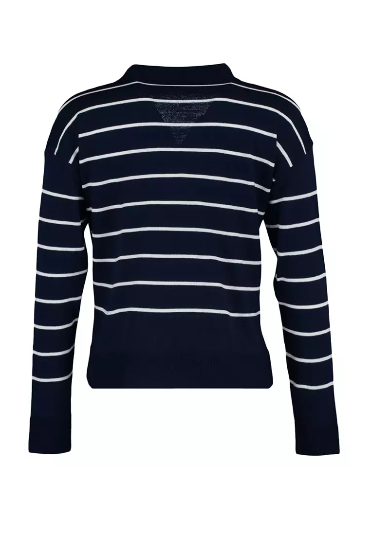 Stripe Collared Knitwear Sweater