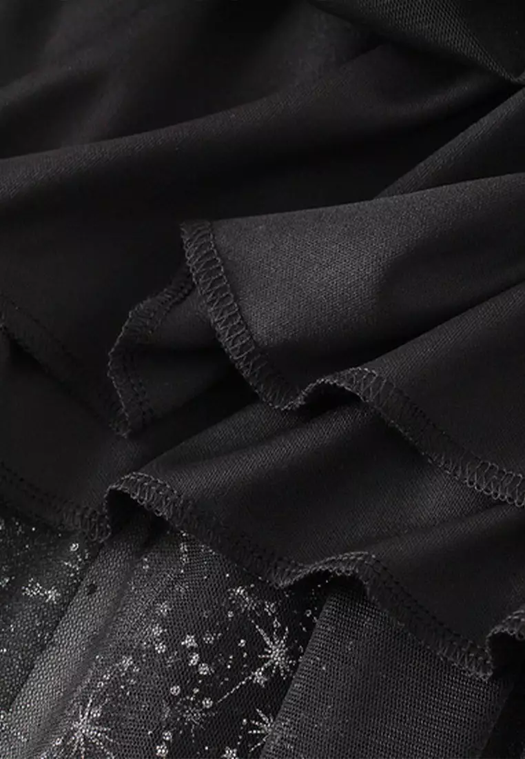 Sequin A-line Mesh Maxi Skirt AF9801