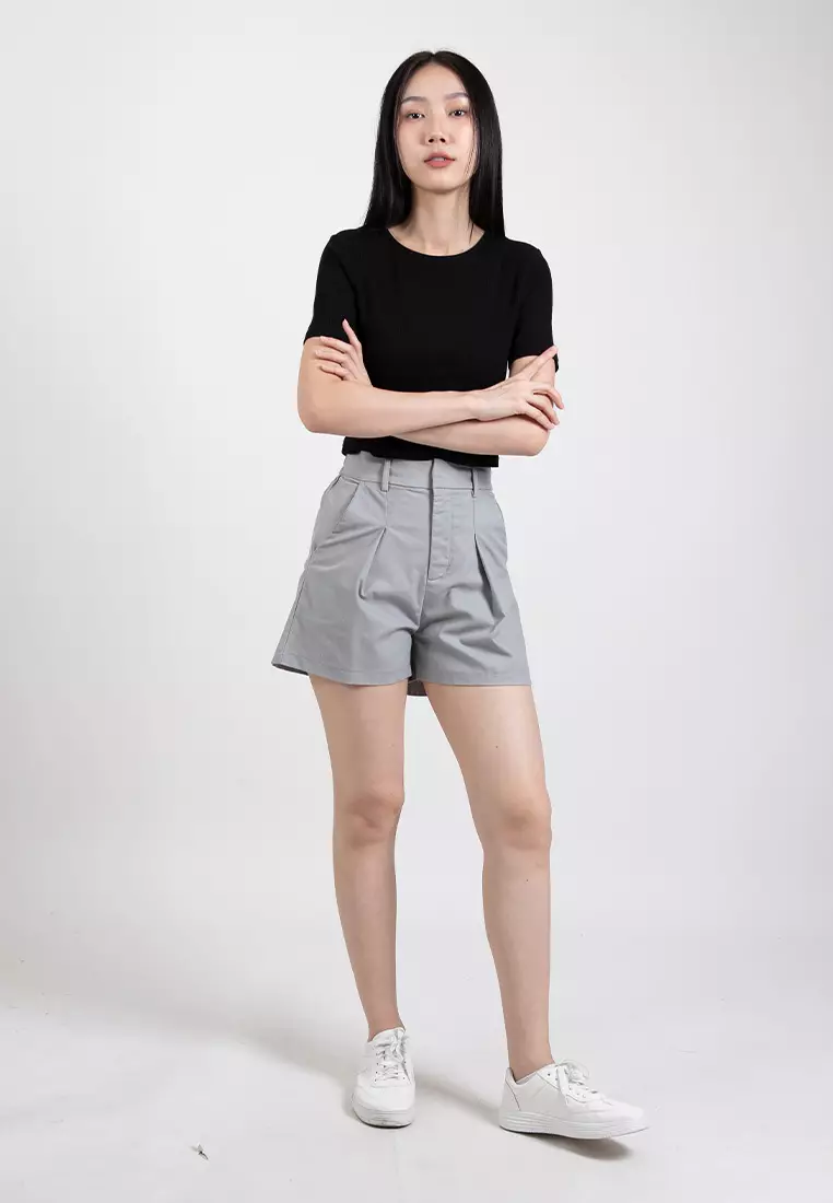 Forest Ladies Casual Knit Crop Top Women Crop T-Shirt - 822357-01Black