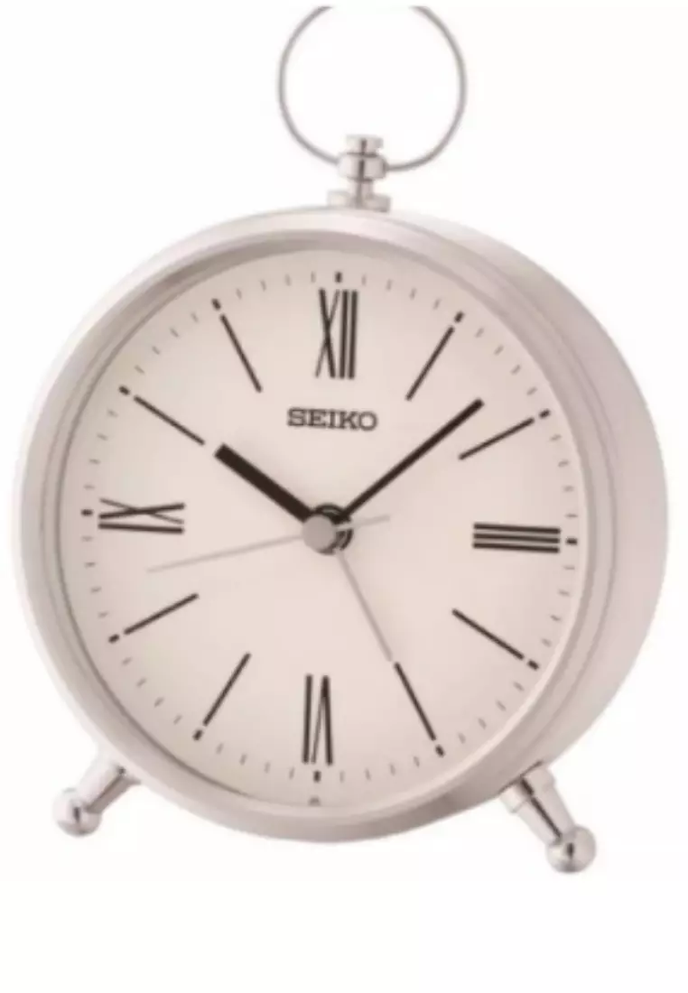 Buy SEIKO PHILIPPINES Seiko QXE063S Bedside Alarm Clock, Silver Case, Silver Dial 2024 Online