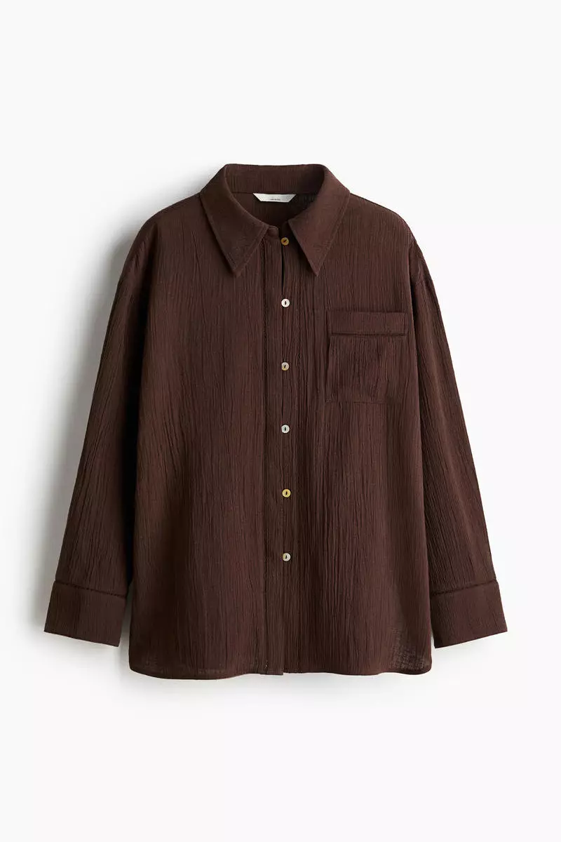 Crinkled linen-blend shirt