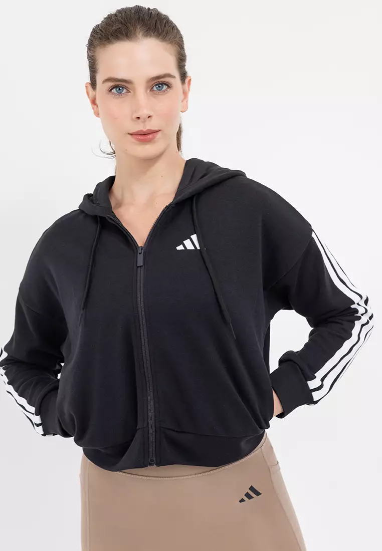 Essentials 3-Stripes French Terry Full-Zip Hoodie