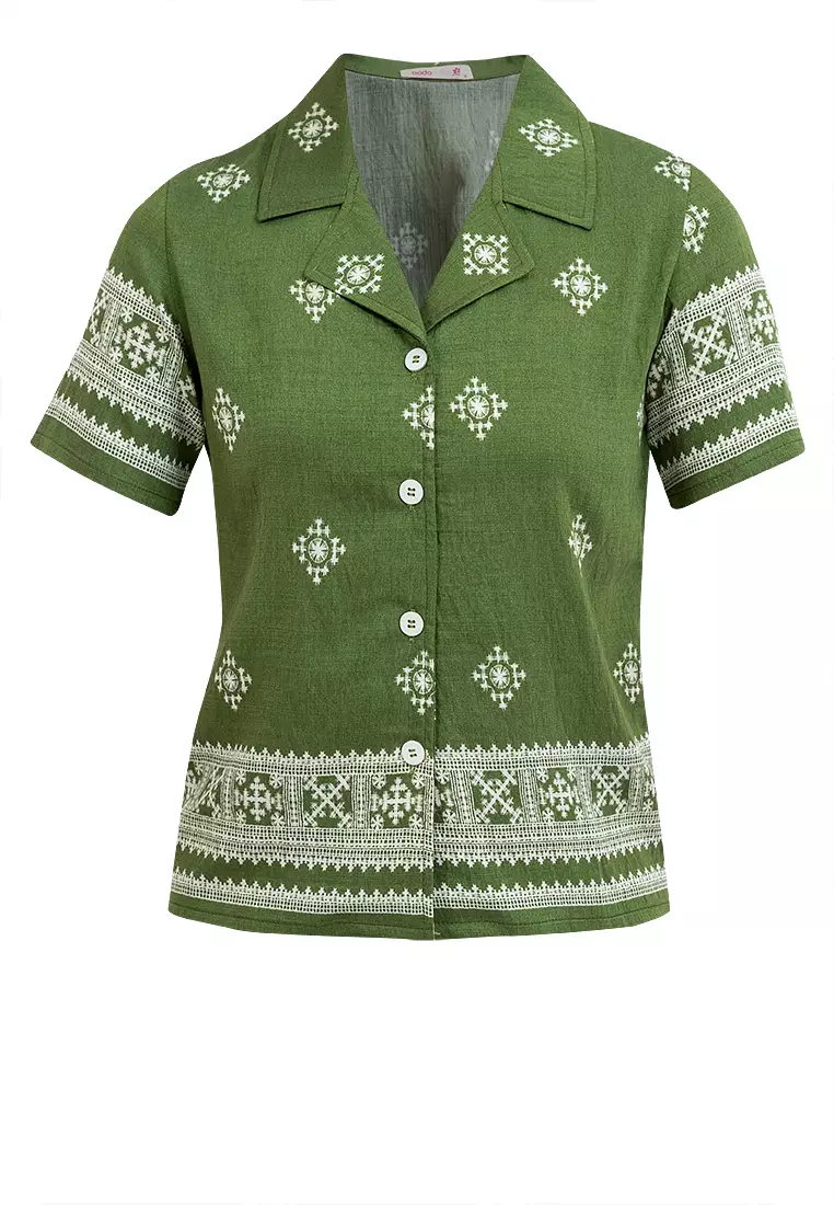 Alma Cenefa Print Button Down Filipiniana Shirt