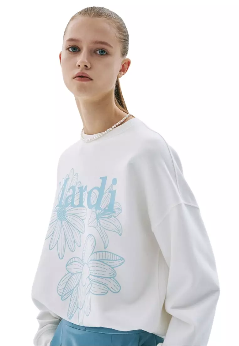 Sweatshirt Triple Flower - White Sky
