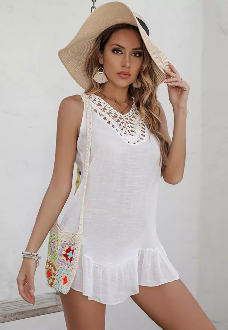 Buy LYCKA LTH3020 Lady Beachwear Long Breezy Beach Cover up White
