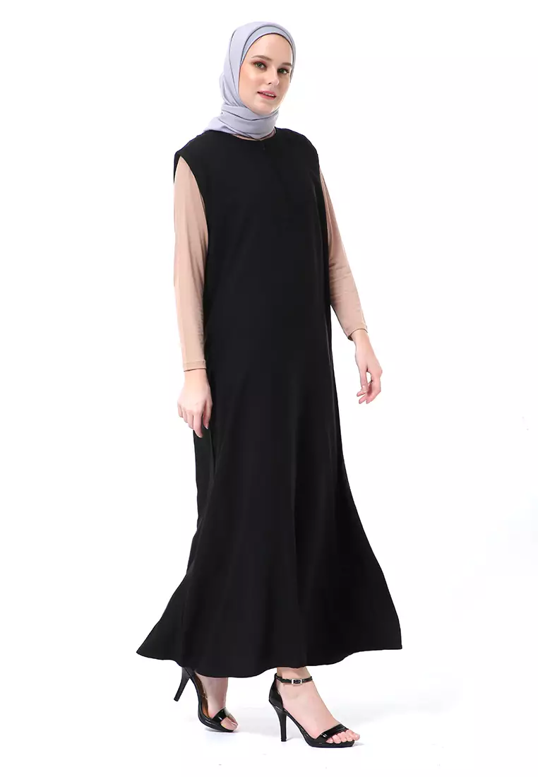 Callista Basic Sleeveless Abaya Busui Friendly Premium High Quality - Black