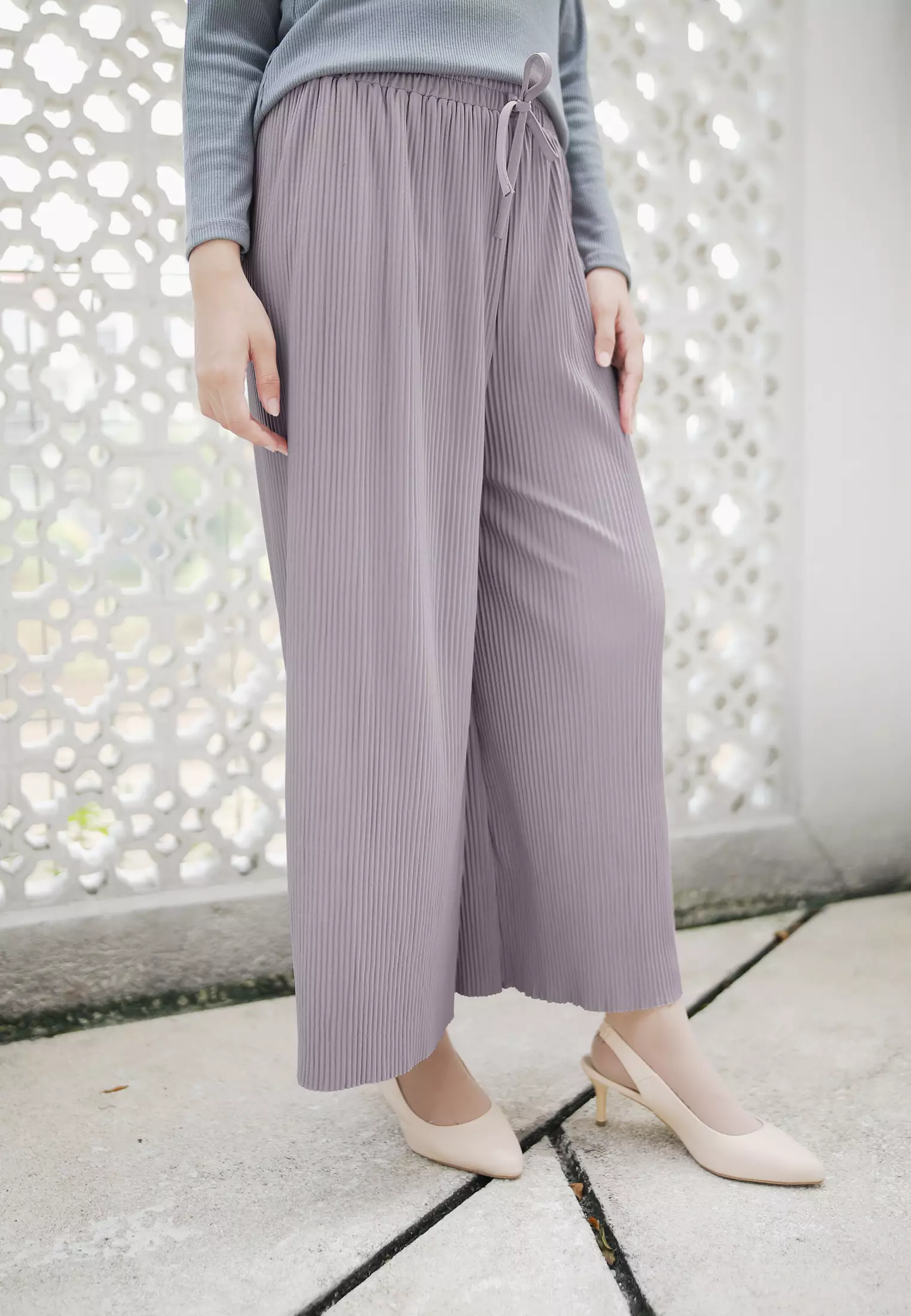 Celana Panjang Wanita Jenna Plisket Kulot - Candy Lilac