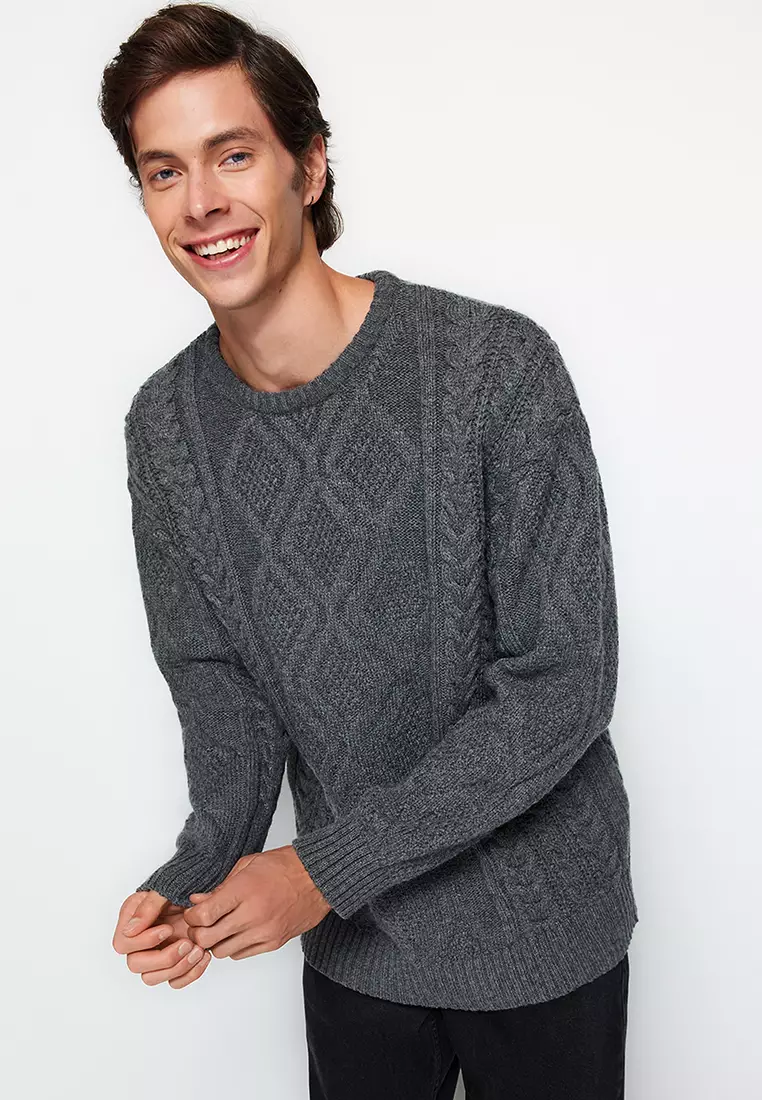 Crew Neck Hair Knitted Sweater