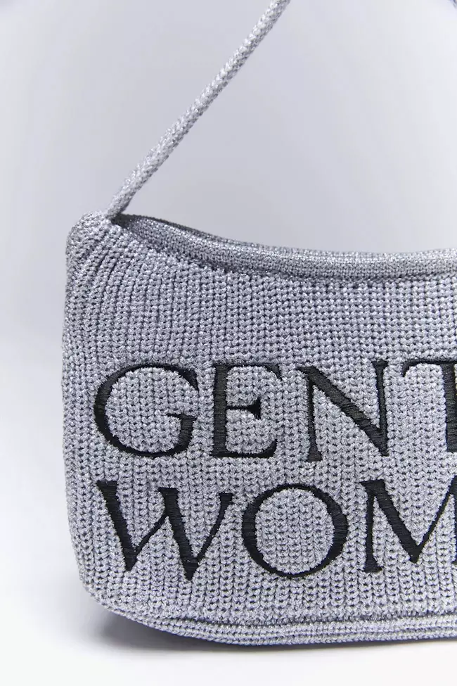 GW Preppy Knit Shoulder Bag - Silver