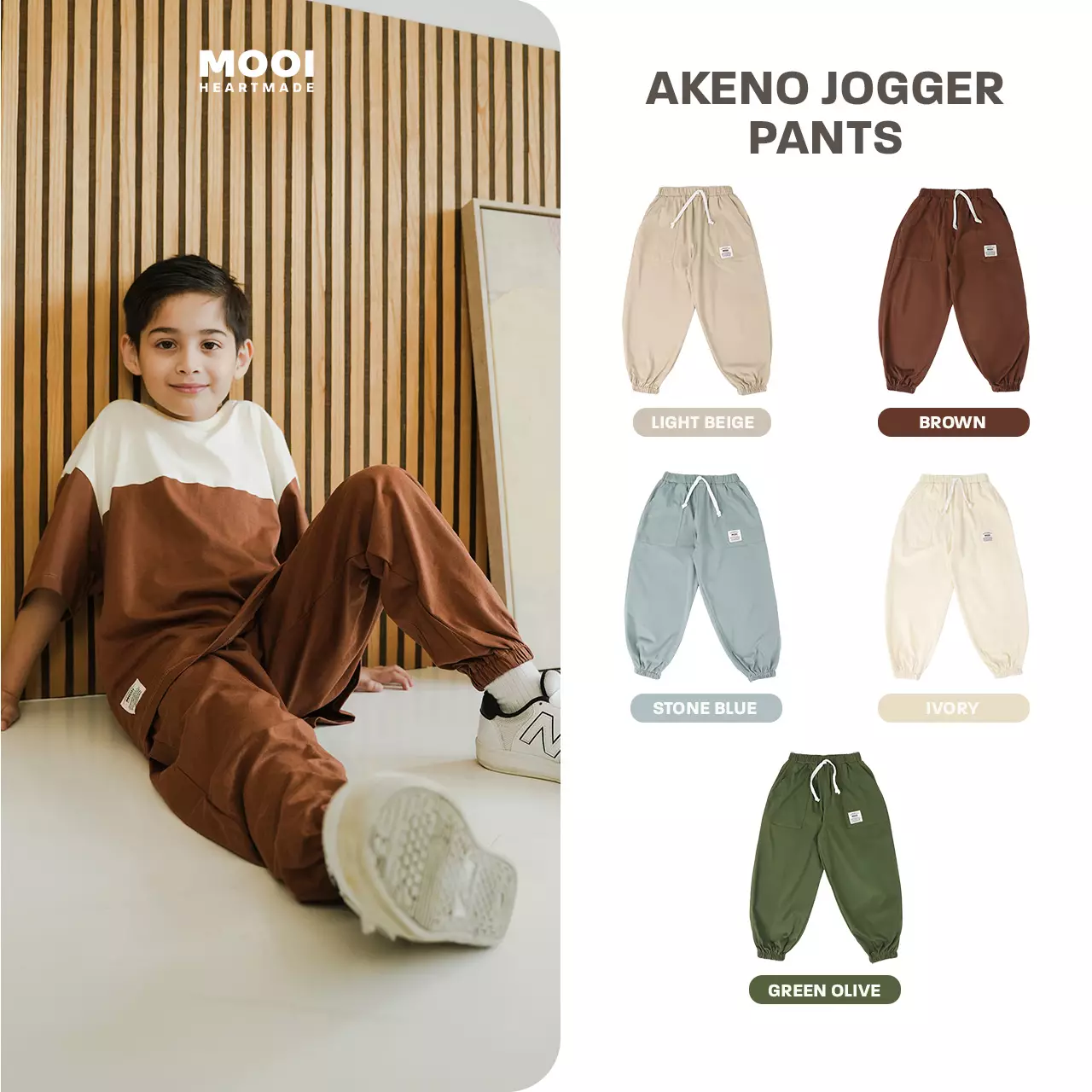 Mooi Celana Jogger Anak Akeno Jogger Pants Kids - Brown