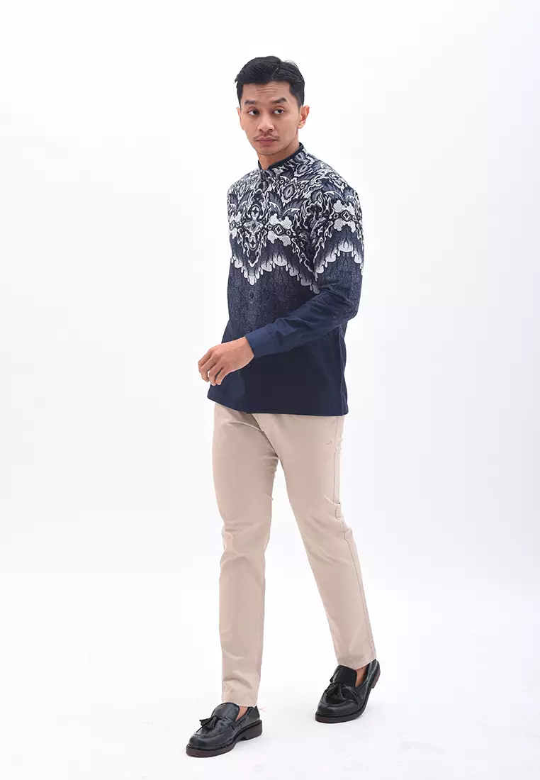 MANZONE Kemeja Batik Shangai Lengan Panjang KIWANDRA - BLACK