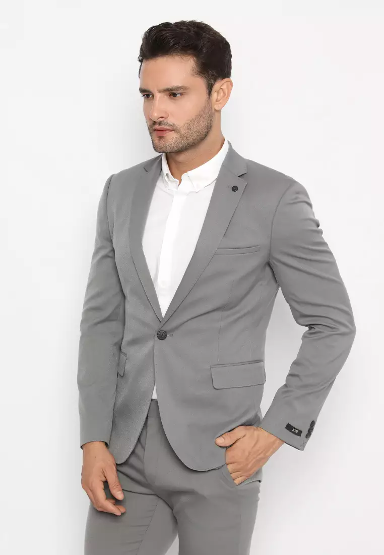 Jobb Bellmore-T1 Jas Pria Slim Fit Light Grey