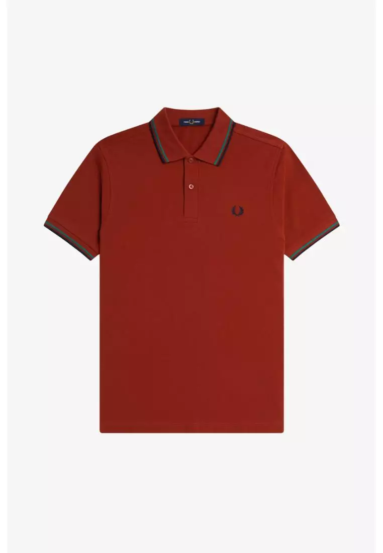Fred Perry M3600 Twin Tipped Fred Perry Shirt (Burnt Red / Sport Green / Navy)