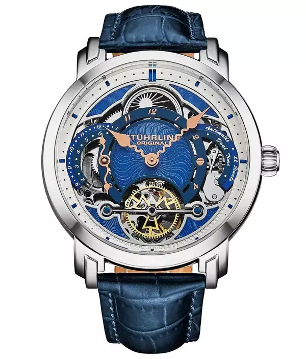 Jam Tangan Pria Automatic Analog Stuhrling Celestial 1017-03 Dual Time Skeleton