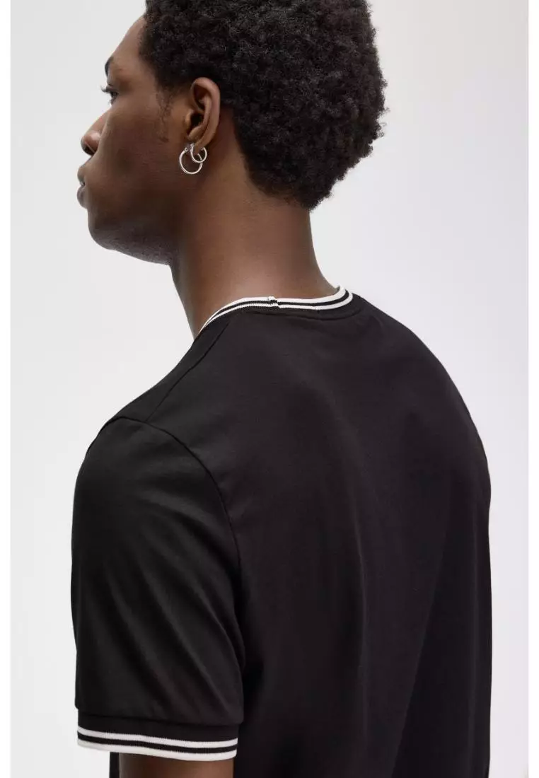 Fred Perry M1588 Twin Tipped T-Shirt (Black / Shaded Stone)
