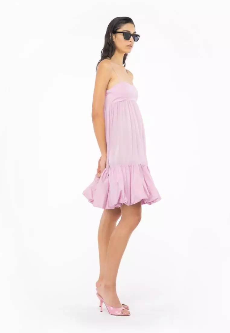 Dress with thin straps and flounce