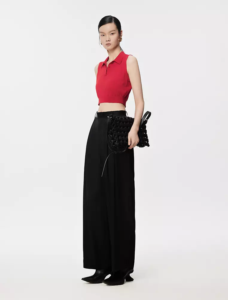 Collared Short Knit Vest