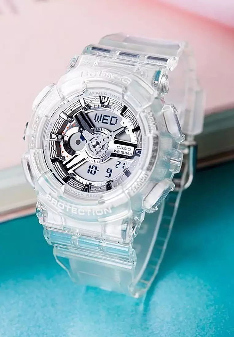 Women Analog-Digital Sport Watch BA-110XCR-7A Clear Resin Strap