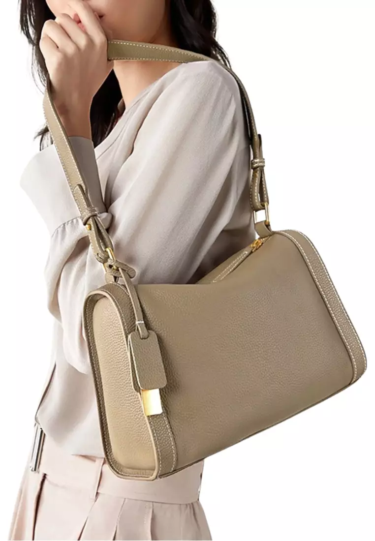 Women's Leather Color Contrast Crossbody Bag
