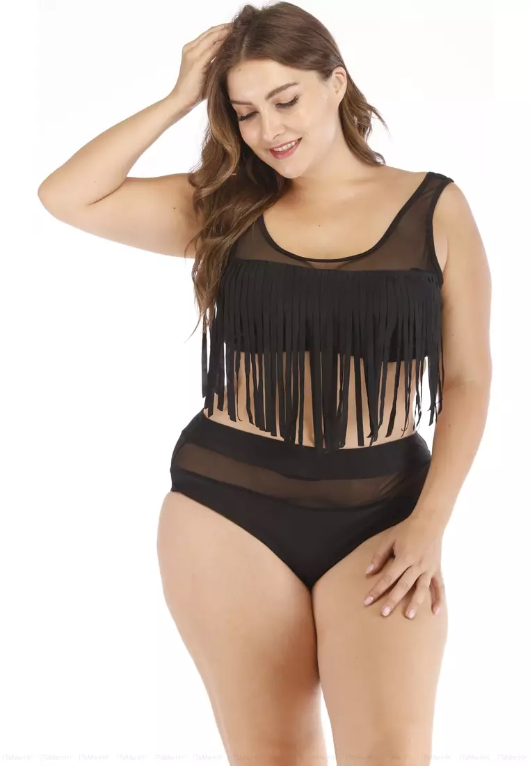 Plus size outlet fringe bathing suit