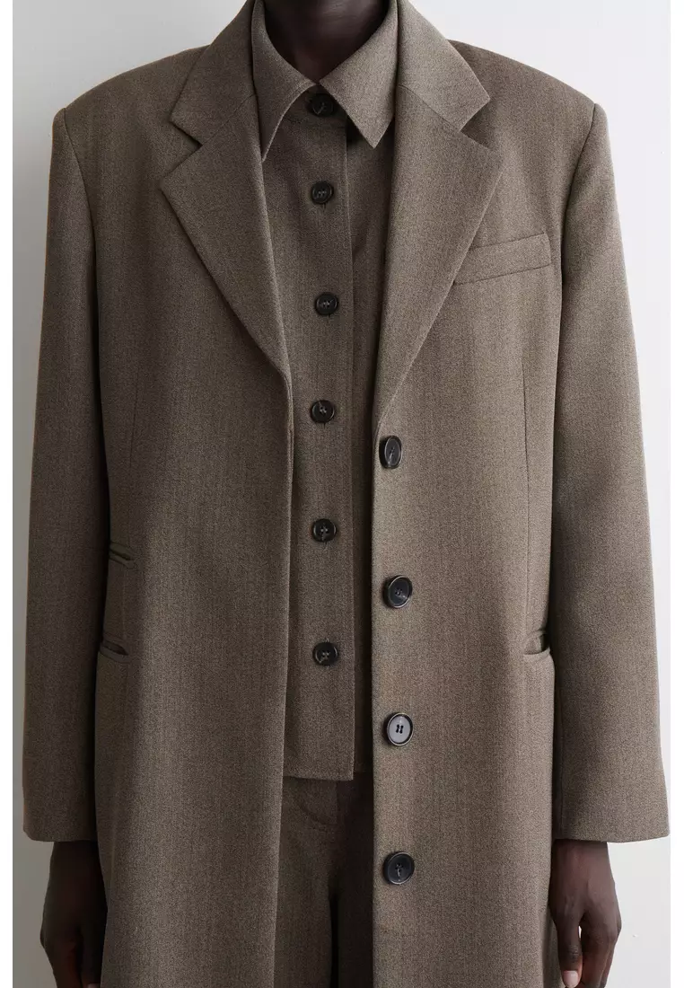 SINGLE-BREASTED WOOL-BLEND LONG COAT