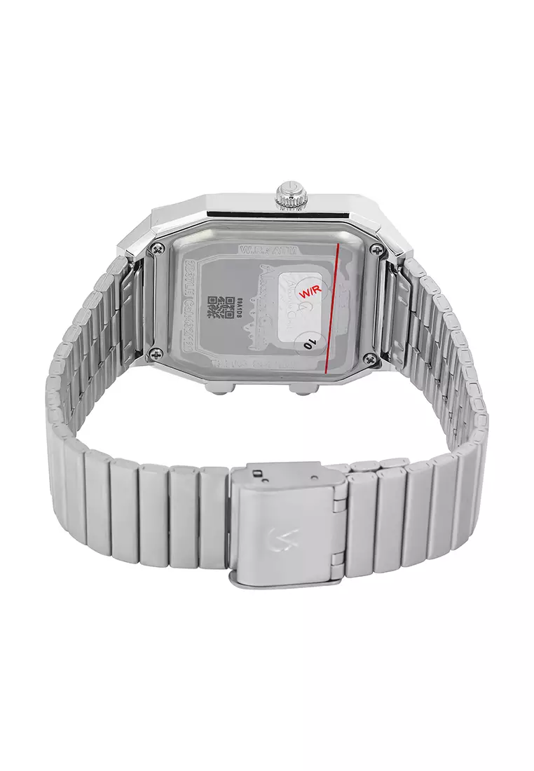 Alexandre Christie Dual Time - Jam Tangan Analog Digital Wanita - Light Blue Dial - All Silver Stainless Steel - 2B37LHBSSLB