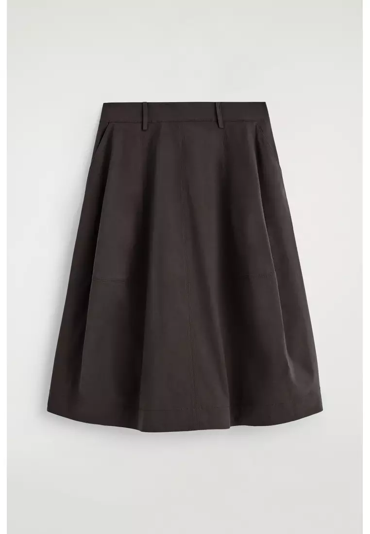VOLUMINOUS COTTON MIDI SKIRT