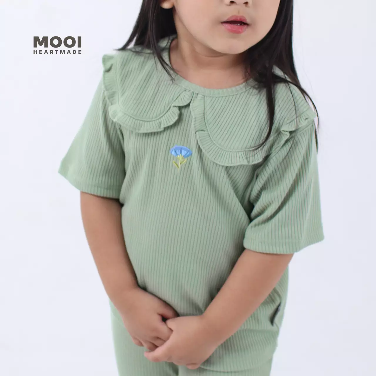 Mooi Atasan Anak Perempuan Eriya Top - Rye Grass