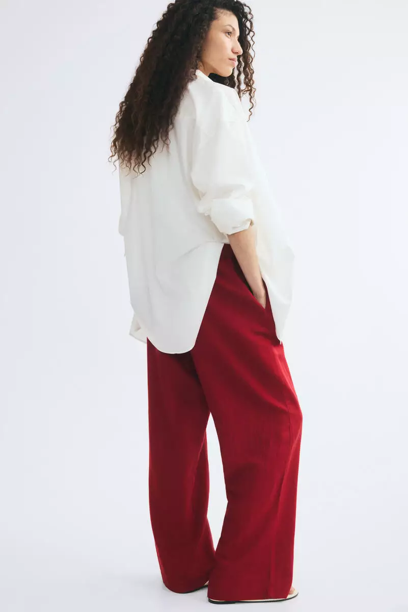 Linen-blend trousers