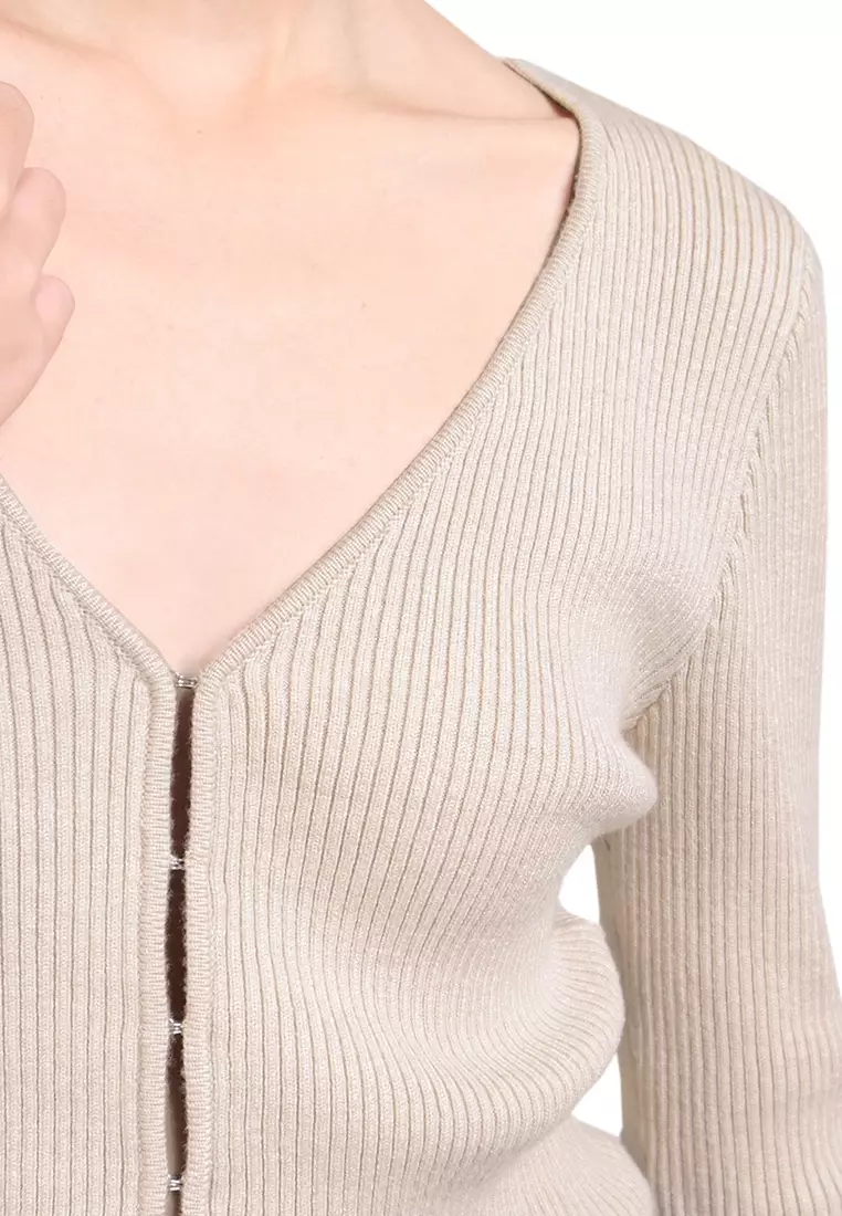 Ribbed L/S Top With Gaping Detail