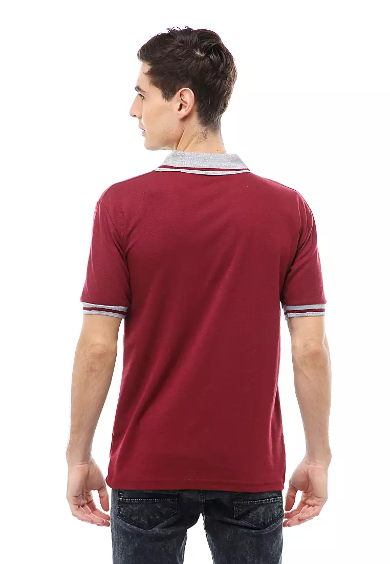 Jack T-Shirt Atasan Kasual Kaos Polos Pria Kerah Lengan Pendek Material Cotton ORIGINAL - Maroon