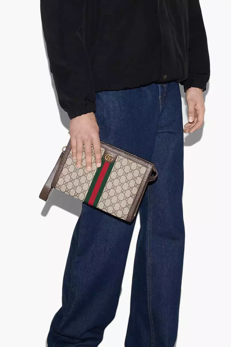 Jual Gucci GUCCI Ophidia GG Supreme Pouch in Beige/Ebony Canvas